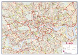 Large Central London street Wall Map (Pinboard & wood frame - White)