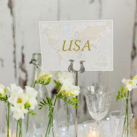 Classic World Countries Wedding Table Name Cards