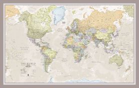 Medium Classic World Map (Pinboard & framed - Silver)