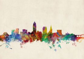 Cleveland Ohio Watercolour Skyline