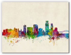Huge Corpus Christie Texas Watercolour Skyline (Canvas)