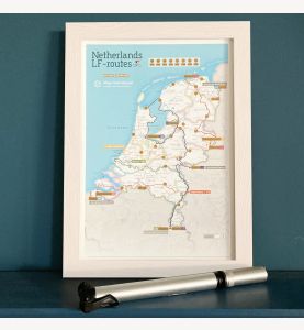 Scratch Off Netherlands Cycle Routes Print (Pinboard mounted with Wood Frame - White)