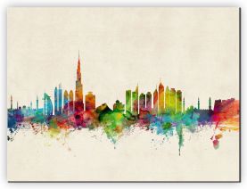 Medium Dubai Watercolour Skyline (Canvas)