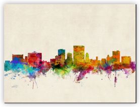 Large El Paso Texas Watercolour Skyline (Canvas)