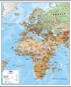 Europe Middle East Africa (EMEA) Physical Map (Hanging bars)