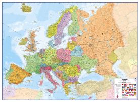 Large Europe Wall Map Political (Paper with front sheet lamination)