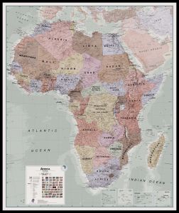 Large Executive Africa political Wall Map (Canvas Floater Frame - Black)