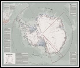 Large Executive Antarctica Wall Map Political (Canvas Floater Frame - Black)