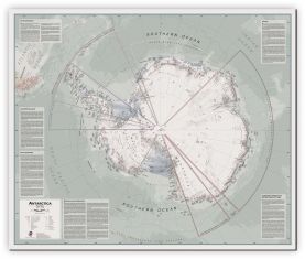 Large Executive Antarctica Wall Map Political (Canvas)