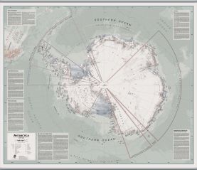 Huge Executive Antarctica Wall Map Political (Hanging bars)