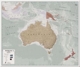 Large Executive Australasia Wall Map Political (Pinboard)