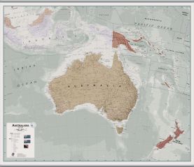 Large Executive Australasia Wall Map Political (Hanging bars)