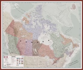 Large Executive Canada Wall Map (Pinboard & framed - Dark Oak)