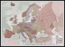 Large Executive Europe Wall Map Political (Pinboard & framed - Black)