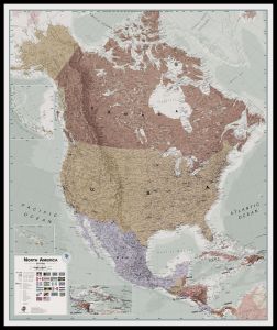 Large Executive North America Wall Map Political (Canvas Floater Frame - Black)
