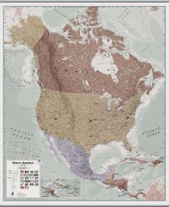 Large Executive North America Wall Map Political (Hanging bars)