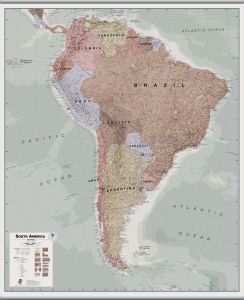 Large Executive South America Wall Map Political (Hanging bars)