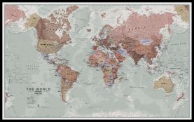 Large Executive World Wall Map Political (Canvas Floater Frame - Black)