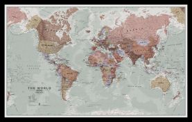 Medium Executive World Wall Map Political (Pinboard & framed - Black)