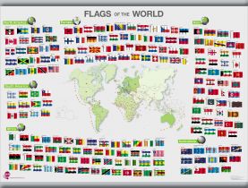 Flags of the World poster (Rolled Canvas with Hanging Bars)