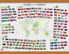 Flags of the World poster (Rolled Canvas with Wooden Hanging Bars)