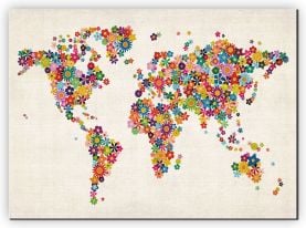 Large Flower Map of the World (Canvas)