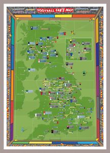 Medium Football Fan's Stadium Map (Magnetic board mounted and framed - Brushed Aluminium Colour)