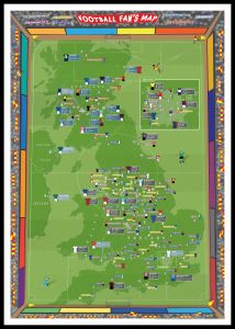 Large Football Fan's Stadium Map (Pinboard & framed - Black)