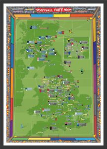 Medium Football Fan's Stadium Map (Pinboard & wood frame - Black)