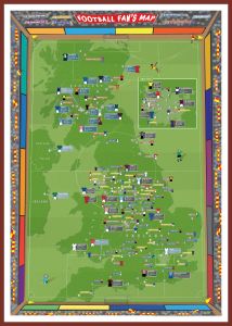 Large Football Fan's Stadium Map (Pinboard & framed - Dark Oak)