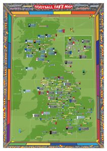 Large Football Fan's Stadium Map (Magnetic board and frame)