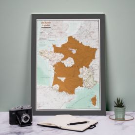 Scratch France Print (Pinboard mounted with Wood Frame - Black)