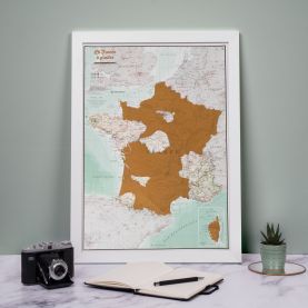 Scratch France Print (Pinboard mounted with Wood Frame - White)