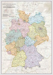 Medium Germany Classic Wall Map (Rolled Canvas with Hanging Bars)