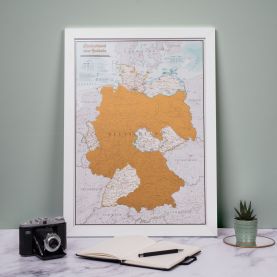 Scratch Germany Print (Pinboard mounted with Wood Frame - White)
