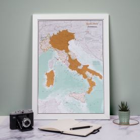 Scratch Italy Print (Pinboard mounted with Wood Frame - White)