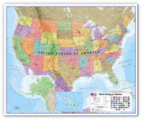Large USA Wall Map Political (Canvas)