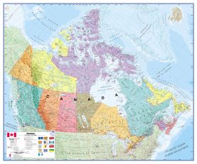 Large Canada Wall Map Political (Magnetic board and frame)