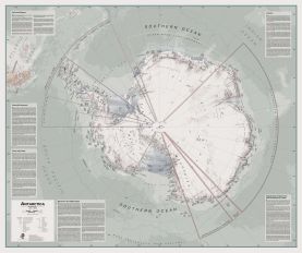 Large Executive Antarctica Wall Map Political (Magnetic board and frame)