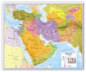 Large Middle East Wall Map Political (Canvas)