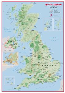 Primary UK Wall Map Physical
