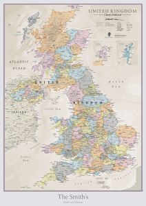 Personalised UK Classic Wall Map