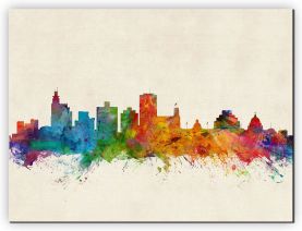 Extra Small Jackson Mississippi Watercolour Skyline (Canvas)