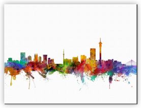 Medium Johannesburg South Africa Watercolour Skyline (Canvas)