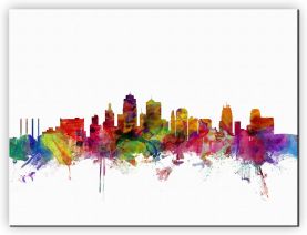 Medium Kansas City Watercolour Skyline (Canvas)