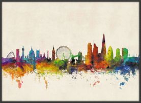 Large London City Skyline (Canvas Floater Frame - Black)