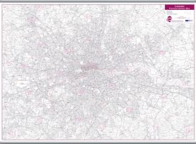 London Postcode District Wall Map (within M25) (Hanging bars)