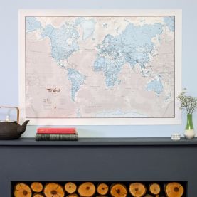 Medium The World Is Art - Wall Map Aqua (Silk Art Paper)