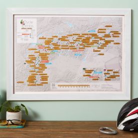 Scratch Off Alpine Cycling Print (Pinboard & wood frame - White)