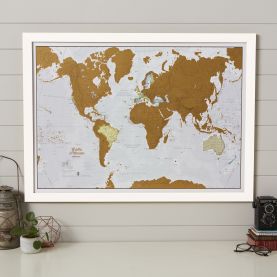 Scratch the World® - Italian Language (Pinboard & wood frame - White)